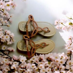 Bobbie Brooks Tan Braided Sandals Size S 5/6